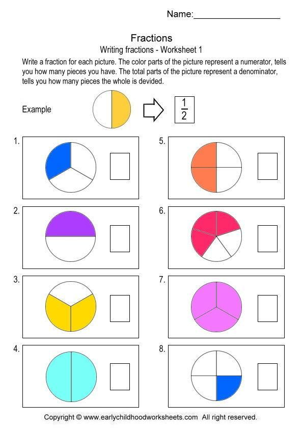 Writing Fractions Worksheet 1 Kindergarten Worksheets