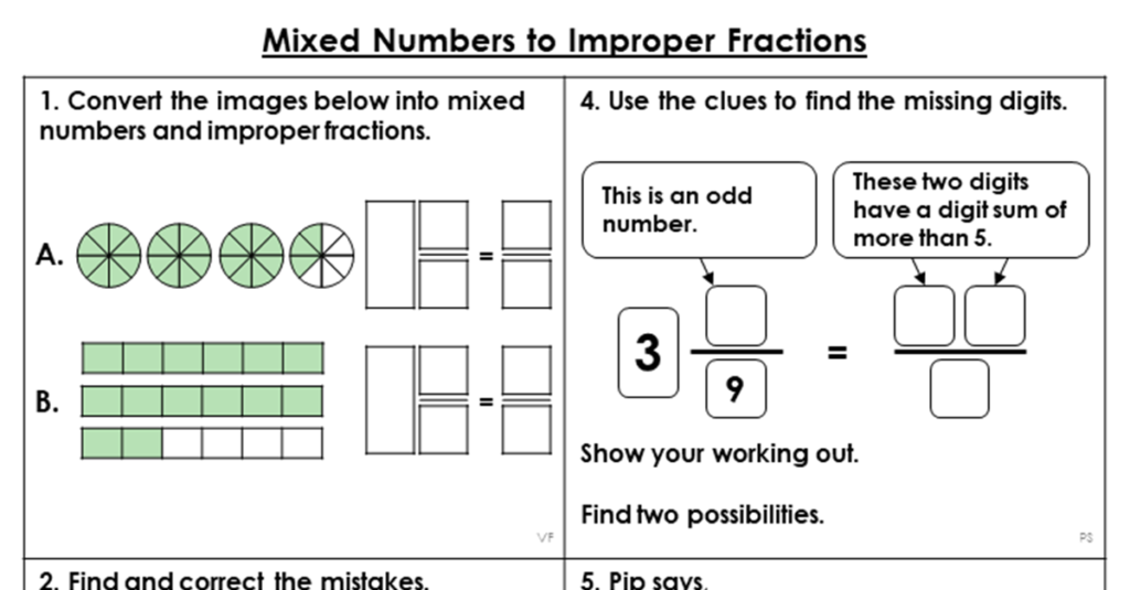 Year 5 Mixed Numbers To Improper Fractions Lesson Classroom Secrets 