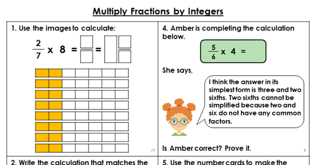 Year 6 Multiply Fractions By Integers Lesson Classroom Secrets 